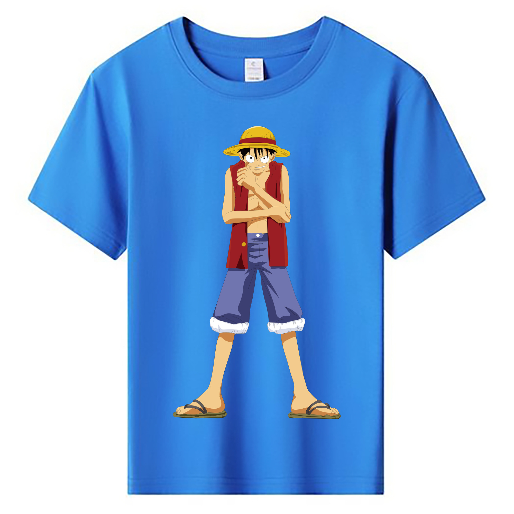 ワンピース モンキー・D・ルフィ ONE PIECE Monkey D. Luffy 綿100％キッズTシャツ（フロントプリント）